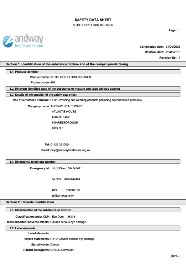 ACTFLO/5 COSHH ACTFLO/5 COSHH