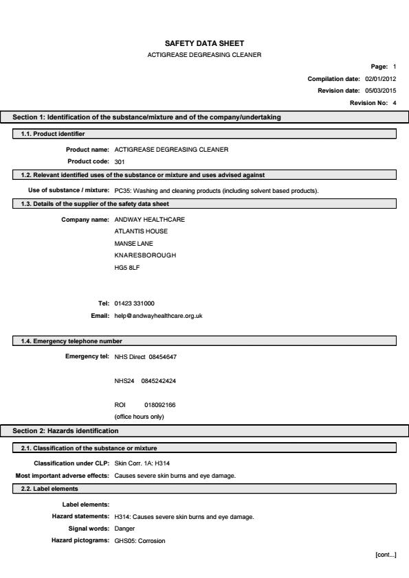 ACTGRE/5 COSHH ACTGRE/5 COSHH