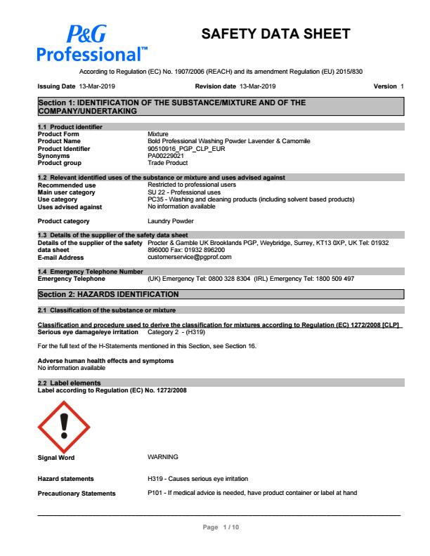 BOLD105 COSHH BOLD105 COSHH