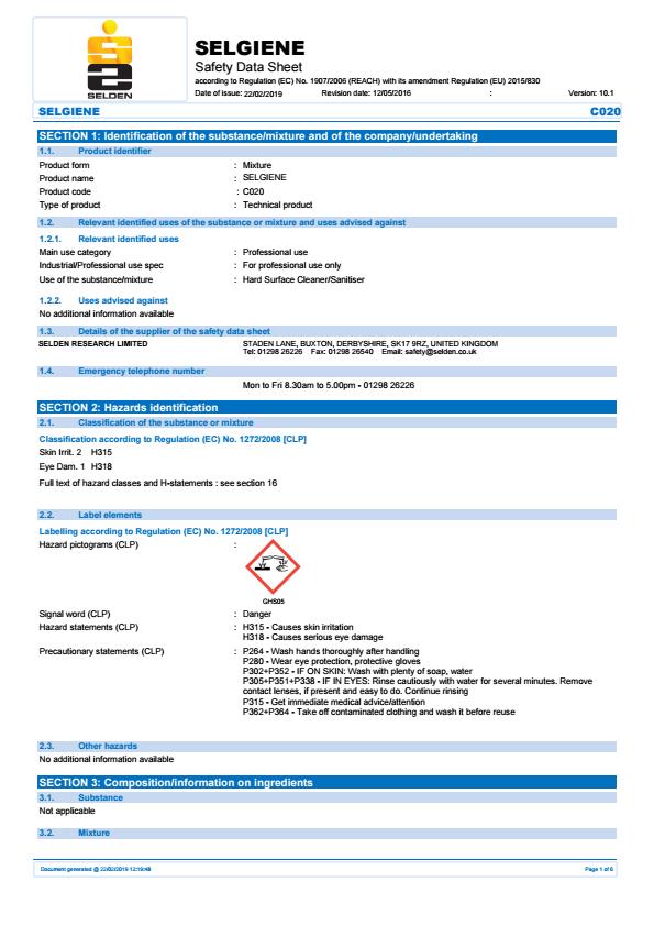 C020 COSHH C020 COSHH
