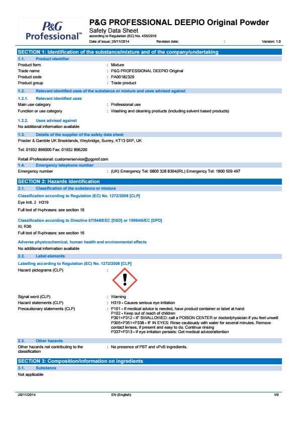 DEEPDP/6 COSHH DEEPDP/6 COSHH