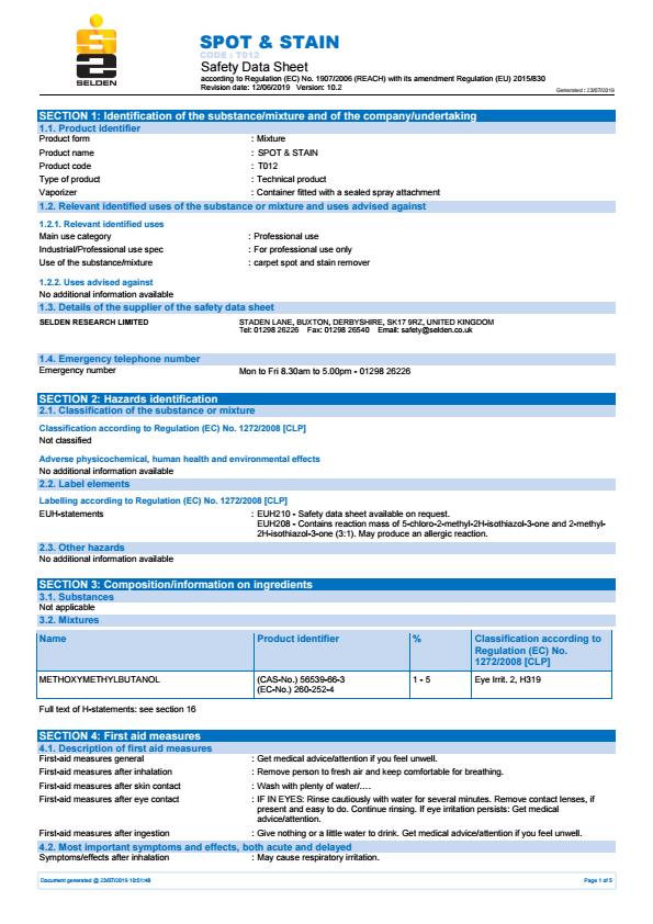 TO12 COSHH TO12 COSHH