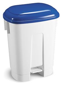 Show details for White Pedal Bin with Blue Lid - 60 Ltr