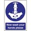Picture of Now Wash Your Hands Sign. Self adhesive. 300 x 200