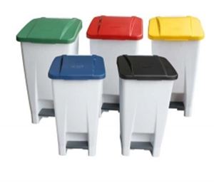 Show details for White Pedal Bin with Green Lid - 30 Ltr