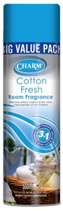Show details for CHARM Cotton Fresh Aerosol Airfreshener (240ml) Case 12 CHARM Cotton Fresh Aerosol Airfreshener (240ml) Case 12