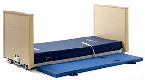 The Auva bed is an easy clean low maintenance, ultra low profiling nursing bed with a platform height of just 10cm from the floor.
