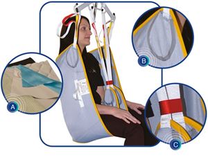 The Aquila full body general patient transfer slings are suitable for a range of patient scenarios from lifting and manoeuvring to bathing
