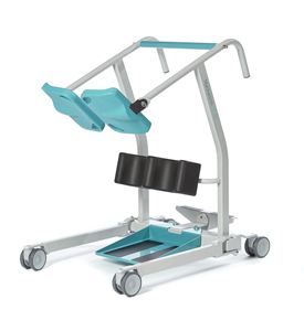 A cost effective stand aid and transfer support unit that encourages more mobile clients to stand un-assisted.