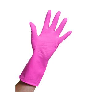 Rubber Domestic Gloves Pink - Large (Pr)