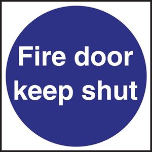 Fire Door Sign, Self adhesive 100 x 100mm