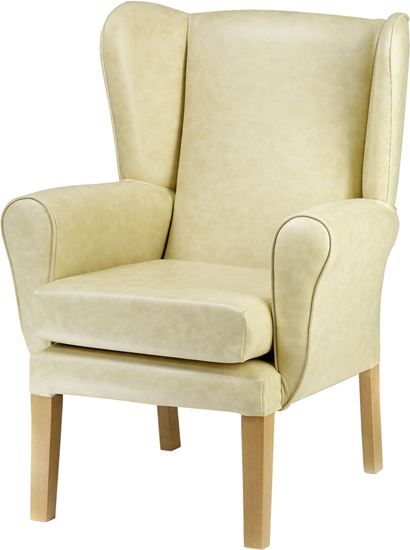 Picture of Classic York Wing Chair Plain Cream Vinyl